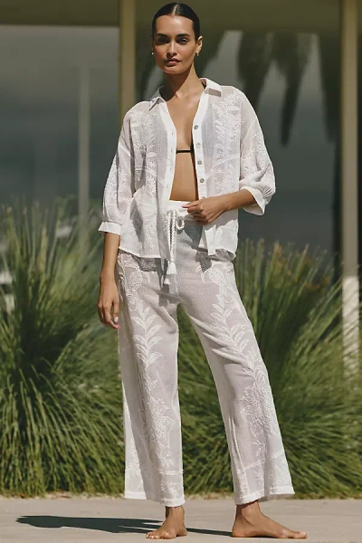 Farm Rio Nina Buttondown Blouse In White