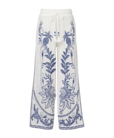 Farm Rio Nina Embroidered Cotton Pants In Animal Print