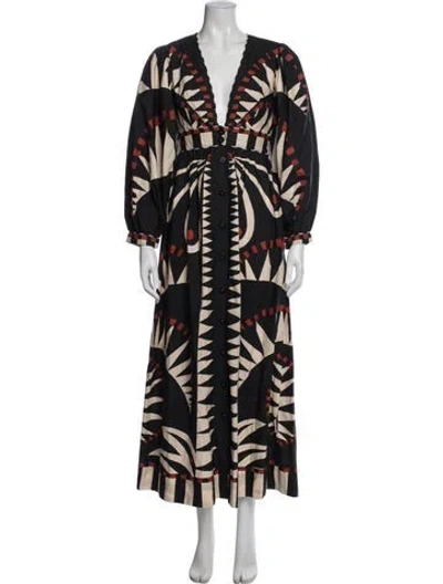 Pre-owned Farm Rio Nylon Long Dress In Black