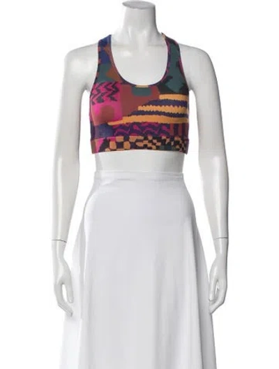 Pre-owned Farm Rio Nylon Printed Sports Bra In Blue