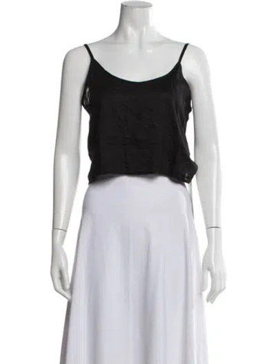 Pre-owned Farm Rio Nylon Scoop Neck Top In Black