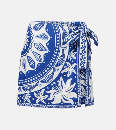 Farm Rio Ocean Scarf Linen-blend Miniskirt