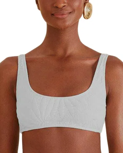 Farm Rio Off White Banana Matelassé Bikini Top In Gray