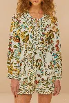 Farm Rio Off-white Botanicals Belted Romper