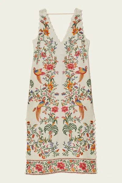 Farm Rio Off-white Delicate Forest Linen Maxi Dress