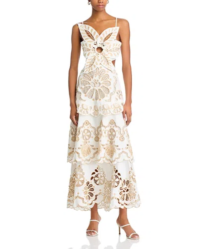 Farm Rio Off White Flower Richelie Dress - Exclusive In Off-white