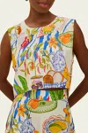 Farm Rio Womens Fresh Table Off-white Fresh Table Crop Linen-blend Top In Multi