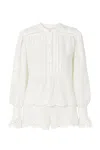 Farm Rio Off White Long Sleeve Blouse In White