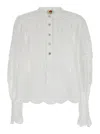 FARM RIO WHITE BLOUSE WITH FLARED SLEEVES IN TECHNO FABRIC WOMAN