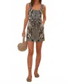 Farm Rio Monochrome Elegance Scarf Romper In Monochrome Elegance Scarf Off-white In Brown