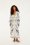 Farm Rio Off-white Mystic Blue Lotus Dreamscape Lenzing Ecovero Euroflex Maxi Dress In Multi