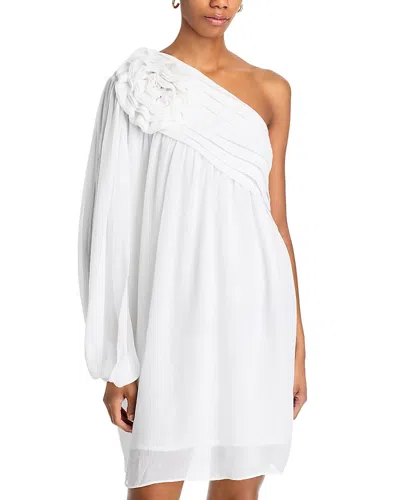 Farm Rio Off White One Shoulder Mini Dress - Exclusive In Ivory