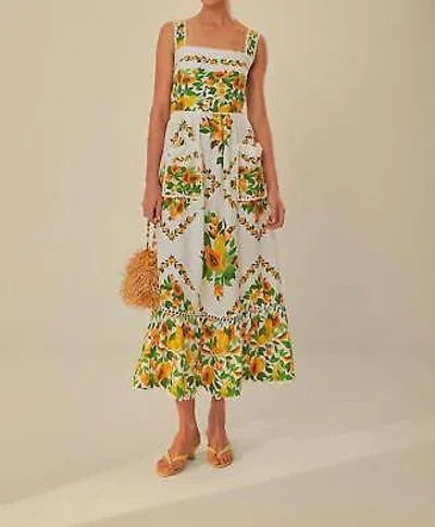 Pre-owned Farm Rio Off-white Papaya Salad Scarf Lenzing™ Ecovero™ Euroflax™ Maxi