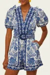 Farm Rio Shell Garden V-neckline Romper In Off-white