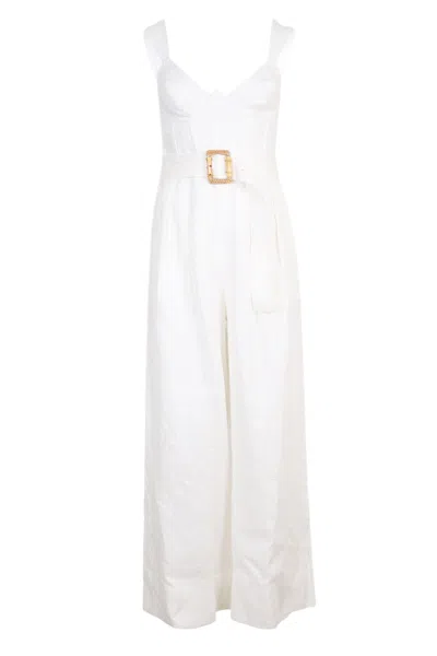 Farm Rio Off-white Sleeveless Maxi Jumpsuit