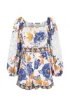 Farm Rio Off White Summer Flowers Romper In Multi