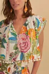 Farm Rio Off White Sweet Bloom Blouse In Multi