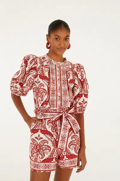Farm Rio Off-white Tropical Cameo Organic Cotton Romper