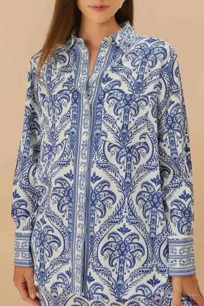FARM RIO OFF-WHITE TROPICAL CAMEO PAJAMA SHIRT