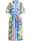 Farm Rio Tropical Destination Tie-waist Midi Dress In White