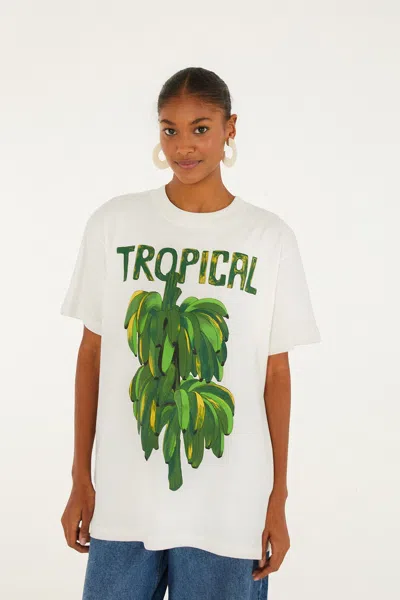 Farm Rio Off-white Tropical Organic Cotton Relaxed T-shirt