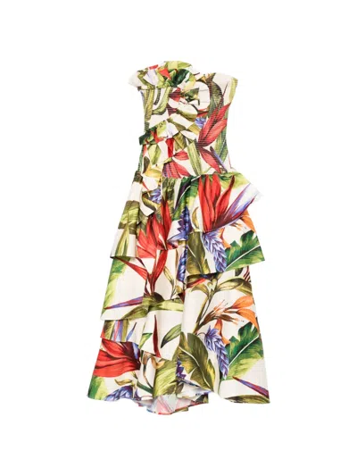 Farm Rio Off-shoulder Midi Dress In Multi