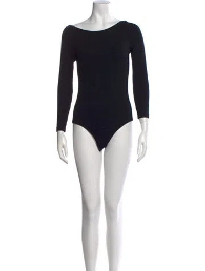 Pre-owned Farm Rio Off-the-shoulder Long Sleeve Bodysuit In Black