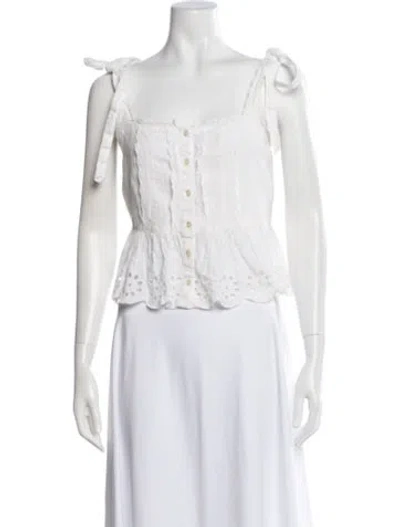 Pre-owned Farm Rio Off-the-shoulder Short Sleeve Top In White