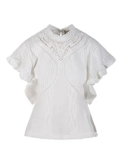 Farm Rio Offwhite Blouse With Appliqus In White