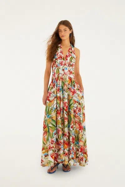 Farm Rio Off-white Cocktail Lenzing Ecovero Euroflax Maxi Dress