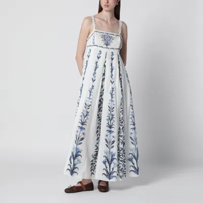 Farm Rio Off-white Flowers Arch Pleats Maxi Dress In Multi