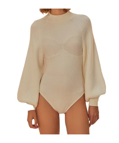 Farm Rio Off-white Knit Bodysuit In Neutral