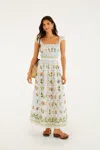 Farm Rio Off-white Tropical Porcelain Organic Cotton Maxi Dress In Multi