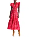 Farm Rio Floral Cotton Maxi Dress In Olivia Red