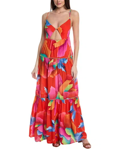 Farm Rio Ombre Chita Maxi Dress In Red | ModeSens