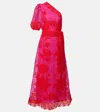 Farm Rio Guipuire Lace One-shoulder Maxi Dress In Pink