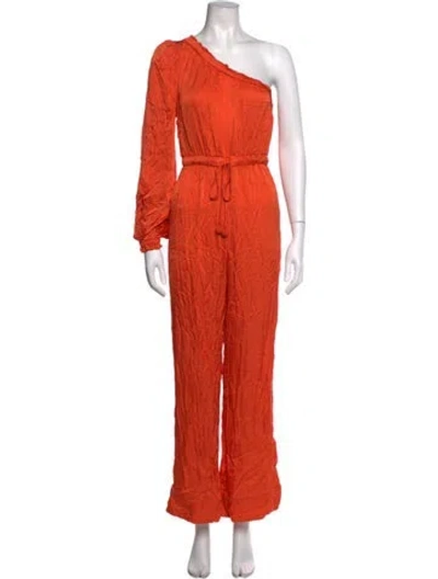 Pre-owned Farm Rio One-shoulder Jumpsuit In Orange