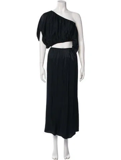 Pre-owned Farm Rio One-shoulder Long Dress In Blue