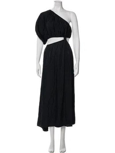 Pre-owned Farm Rio One-shoulder Long Dress In Blue