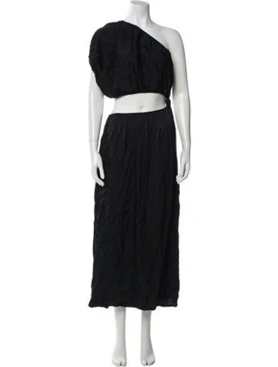 Pre-owned Farm Rio One-shoulder Long Dress In Blue
