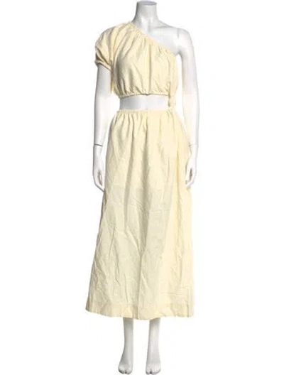 Pre-owned Farm Rio One-shoulder Long Dress In Neutral
