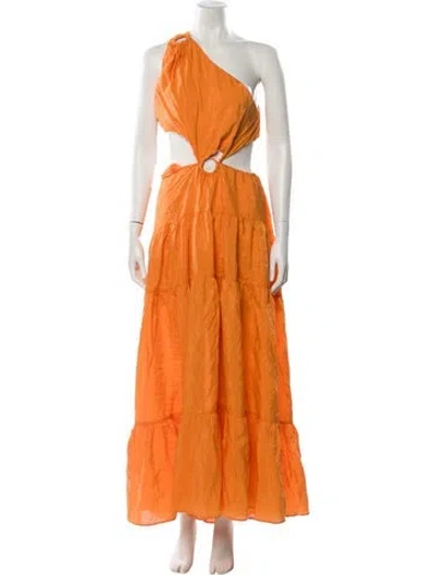 Pre-owned Farm Rio One-shoulder Long Dress In Orange