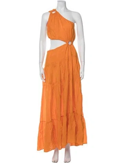 Pre-owned Farm Rio One-shoulder Long Dress In Orange