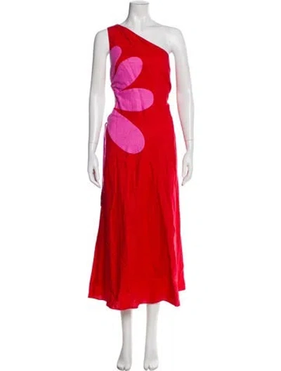 Pre-owned Farm Rio One-shoulder Long Dress W/ Tags In Multi