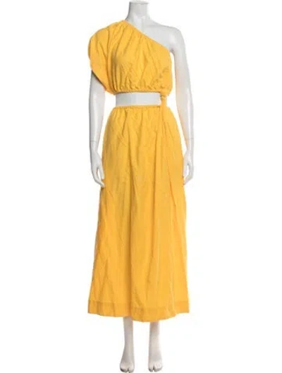 Pre-owned Farm Rio One-shoulder Long Dress W/ Tags In Yellow