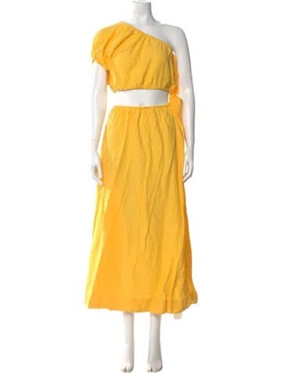 Pre-owned Farm Rio One-shoulder Long Dress In Yellow