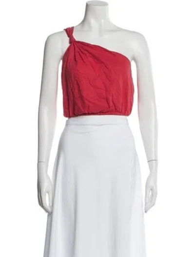 Pre-owned Farm Rio One-shoulder Sleeveless Crop Top In Red