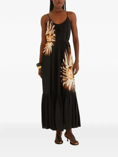 Farm Rio Open-back Maxi Dress In Black