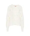 Farm Rio Openwork Knit Cardigan With Flower Motif In White