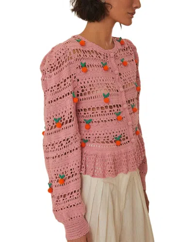 Farm Rio Orange Crochet Blouse In Pink